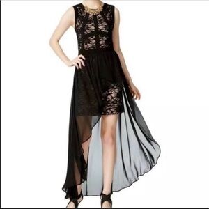 Morgan & Co High Low Lace Sleeveless Dress Size 7/8 Black
